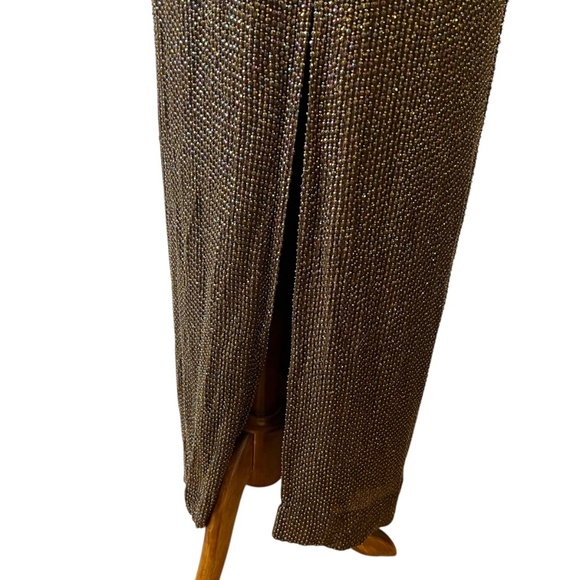 LONG MAXI GOWN BEADED FORMAL COCKTAIL PARTY SHIMMER VTG INSPIRED ELEGANT LUXE - Picture 7 of 11
